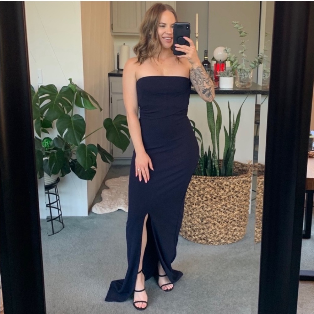 Lulus Own the Night Navy Blue Strapless Maxi Dress XL